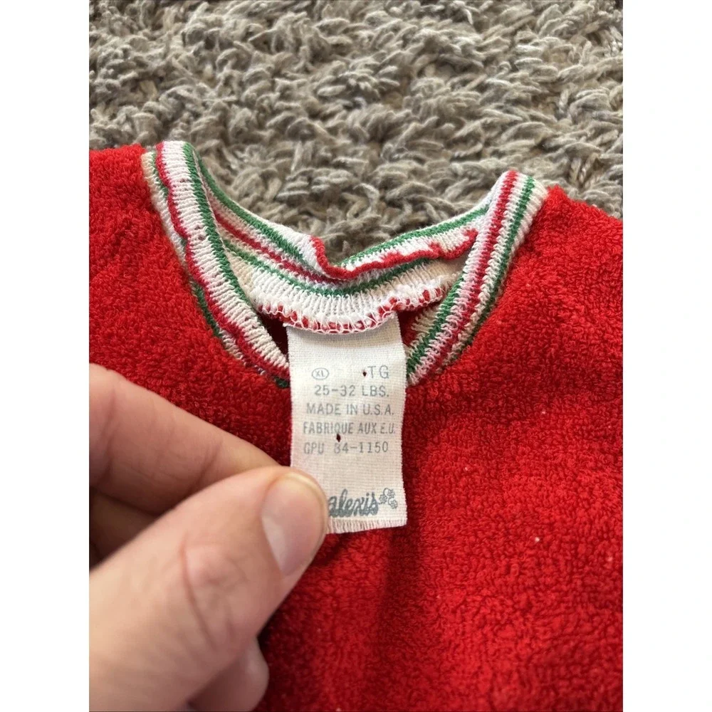 Vintage 80s‎ Alexis Terry Cloth Outfit Small 25-32 Lbs Baby Red Suit Christmas